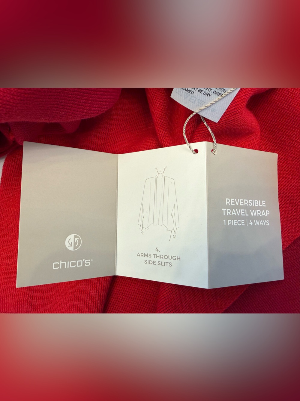 Chico's Red Draped Wrap Scarf - Picture 2 of 5